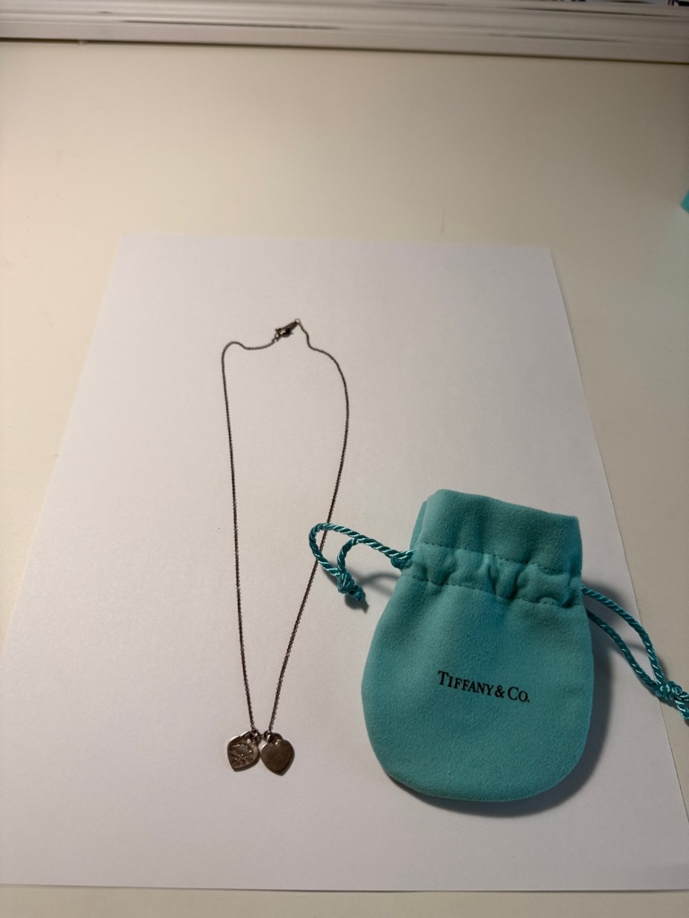 Return to Tiffany Double Heart Tag Pendant Silver Mini